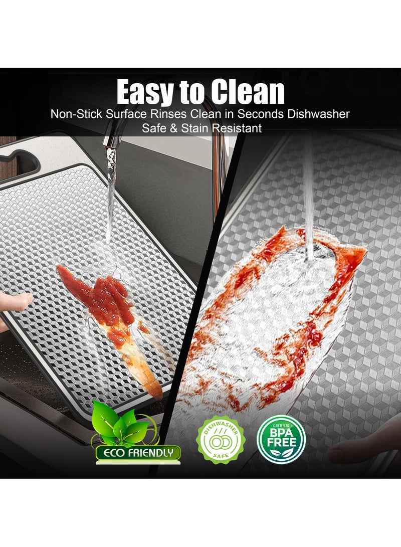 آركشاين لوح تقطيع من الستانلس ستيل برو | مصنوع بنسبة 100% من الفولاذ المقاوم للصدأ + قش القمح، مع مبرد سكاكين + واقيات، واقي أصابع، ومجرى لتصريف العصارة | ألواح تقطيع غير قابلة للانزلاق وخالية من الخدوش لأي مطبخ - Image 5