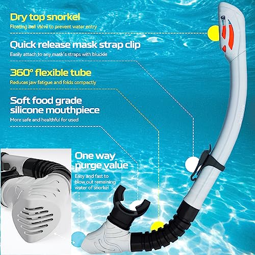 Wave Nearsighted Snorkel Gear, Nearsighted Snorkel Mask Nearsighted Snorkel Set for Adult Youth, Shortsighted Diving Mask & Dry Top Snorkel with Detachable Camera Mount for Scuba Diving, Snorkeling - Image 5