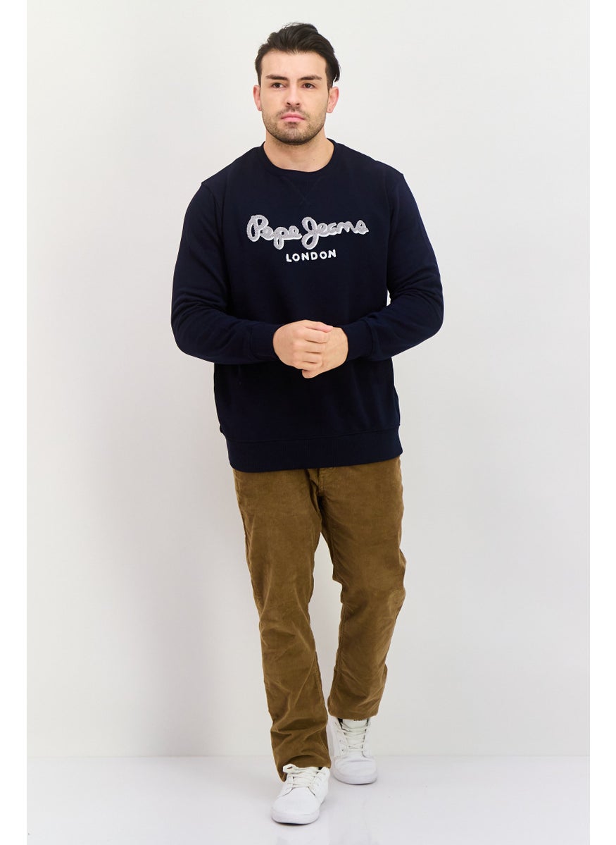 Pepe Jeans - Men Crew Neck Embroidered Long Sleeves Sweatshirt, Navy - Image 1