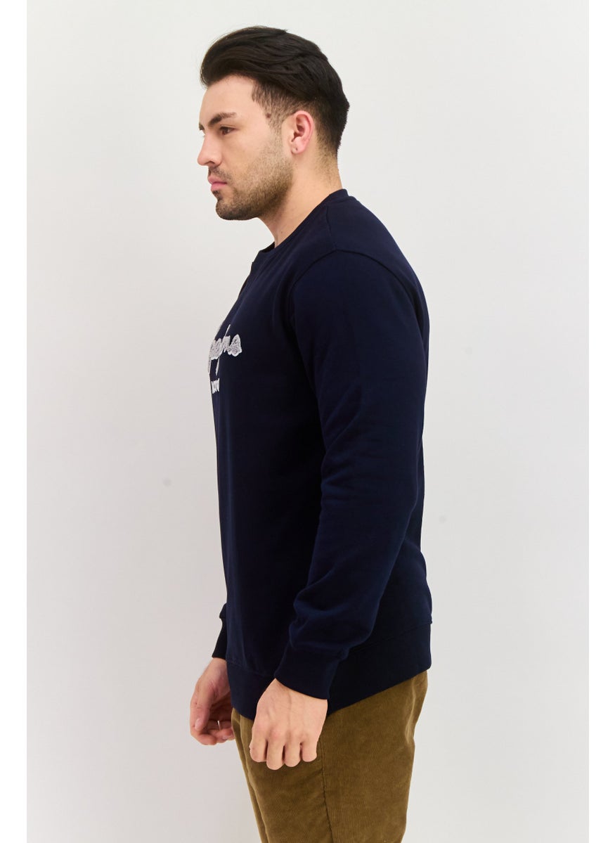 Pepe Jeans - Men Crew Neck Embroidered Long Sleeves Sweatshirt, Navy - Image 1