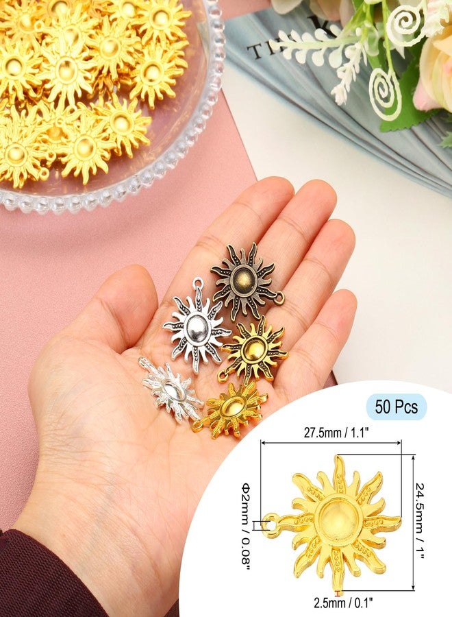باتيكيل PATIKIL Sun Charm، 50 قطعة من سبائك قلادة عتيقة للنساء قلادة أقراط سوار صنع المجوهرات والحرف اليدوية، لون ذهبي، 1.1 × 1 بوصة - Image 2