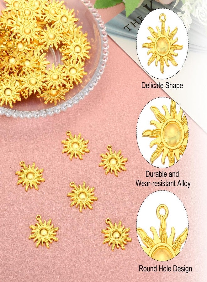باتيكيل PATIKIL Sun Charm، 50 قطعة من سبائك قلادة عتيقة للنساء قلادة أقراط سوار صنع المجوهرات والحرف اليدوية، لون ذهبي، 1.1 × 1 بوصة - Image 3