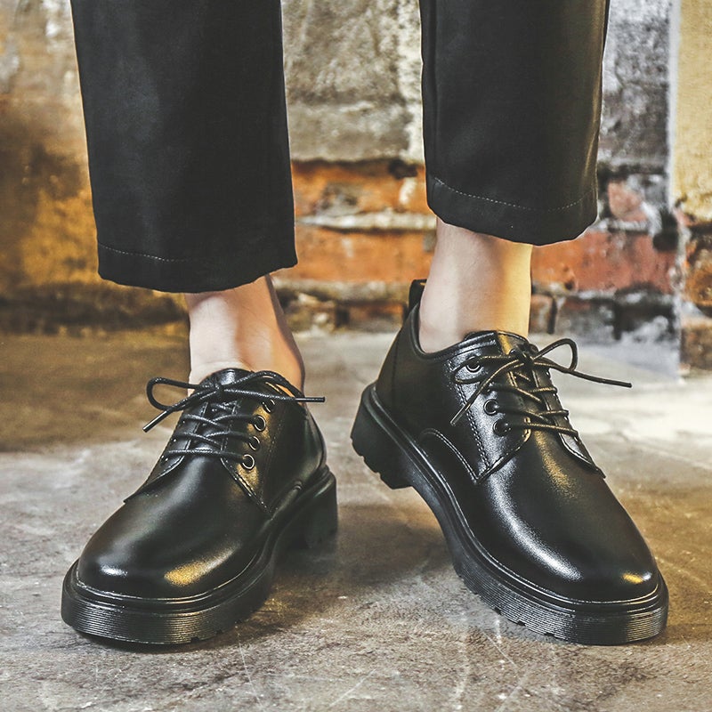 Men''s Black Business Formal Leather Shoes, Men''s Height-Increasing Spring Breathable Casual British Style Groom''s Wedding Shoes - Image 4