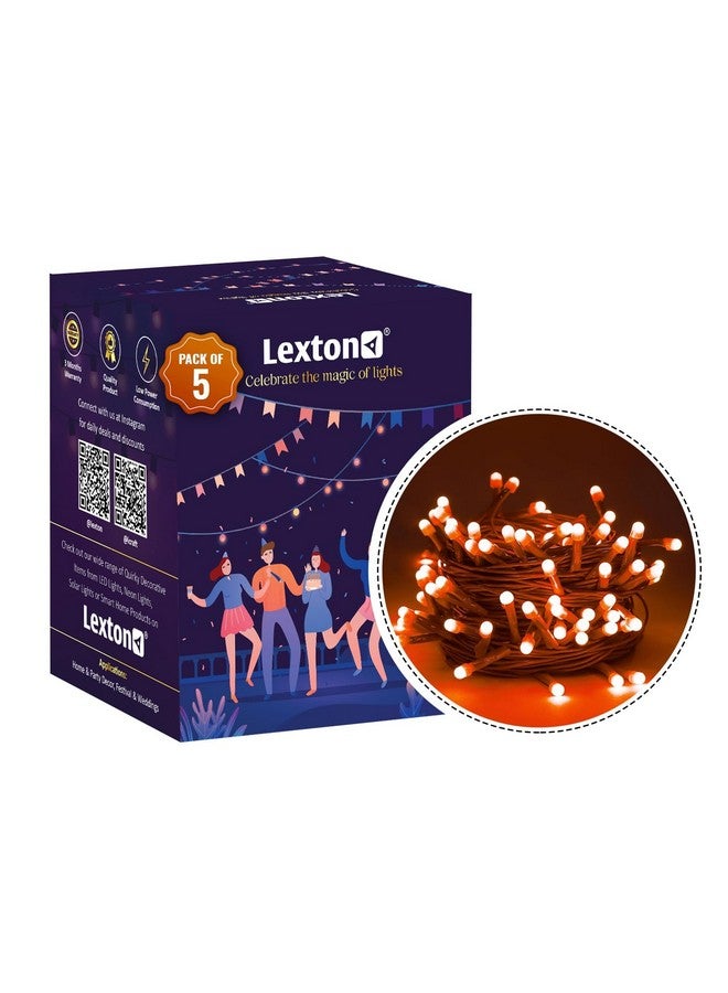Lexton 40 LED Power Pixel Serial String/Fairy Light | Plug Sourced | Suitable for Home & Outdoor Decoration, Diwali, Christmas, Ramadan, Wedding, Party, Festival (Pack of 5, Orange) - Image 2