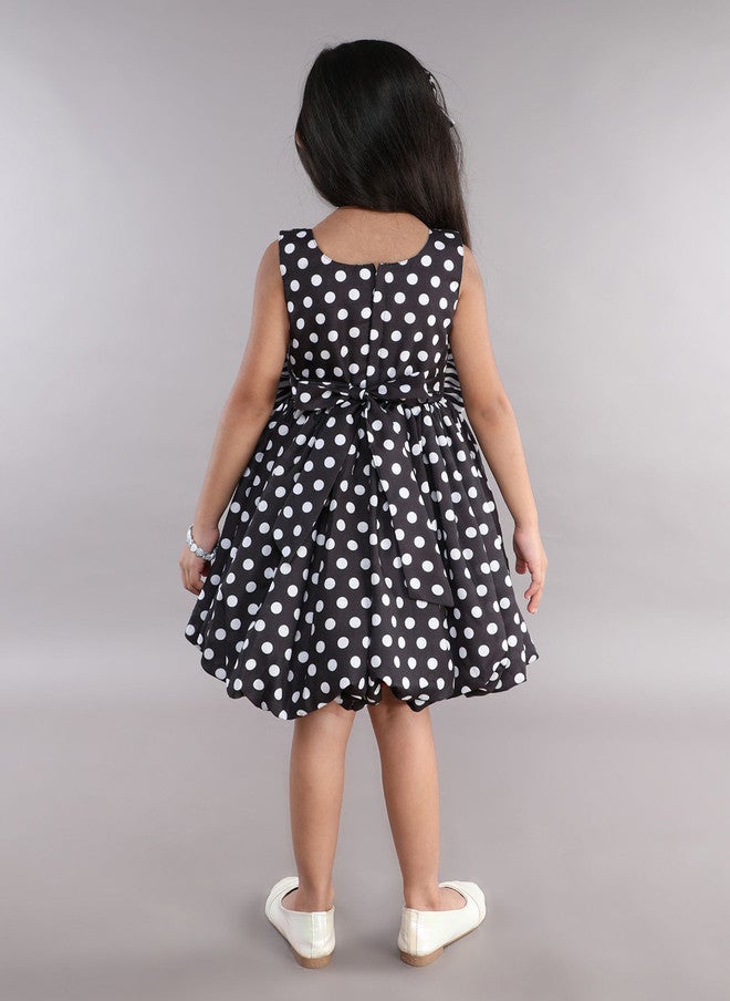 PinkChick Black Polka Dot Striped Balloon Dress for Girls - Image 5
