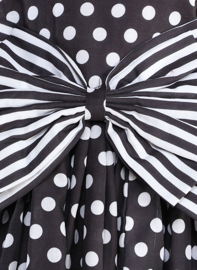 PinkChick Black Polka Dot Striped Balloon Dress for Girls - Image 2