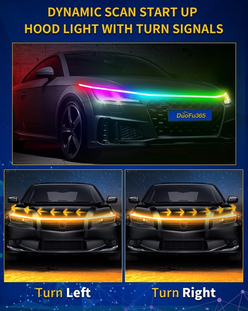 DUOFU365 RGB Multicolor LED Hood Light Strip - Image 4