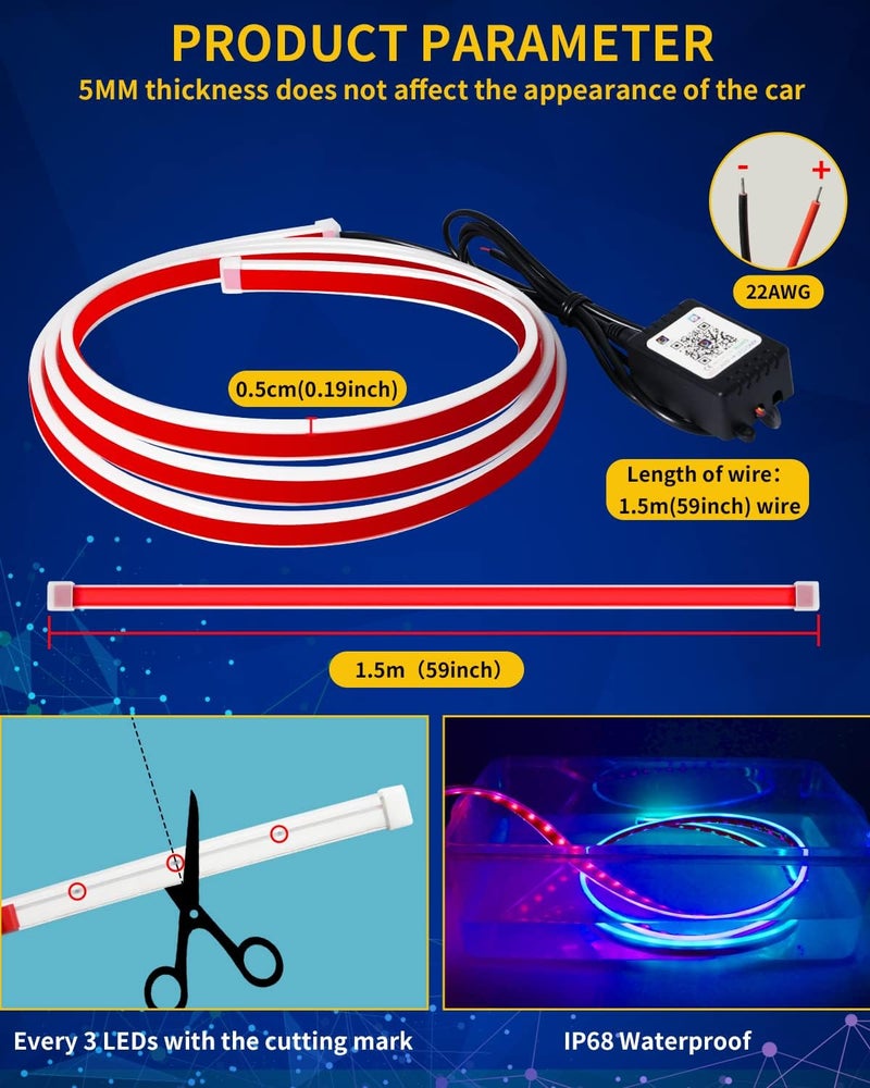 DUOFU365 RGB Multicolor LED Hood Light Strip - Image 5