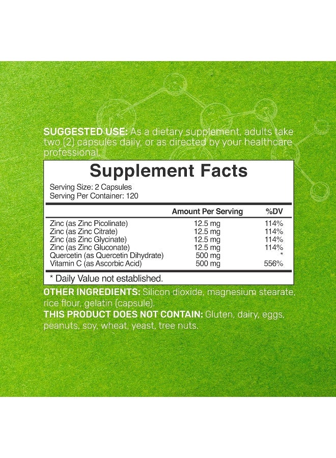 ملحق الصفقة الزنك كيرسيتين، فيتامين C المركب، 240 كبسولة - Image 2