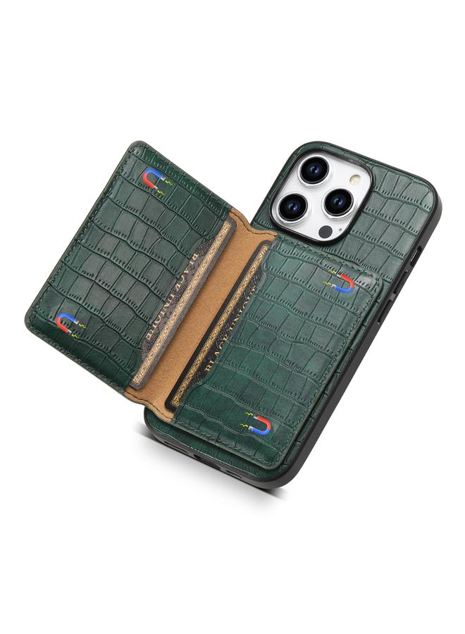 Zaboon Case For iPhone 13 Pro Max Crocodile Texture Card Bag Design Full Coverage Phone Case - Image 3