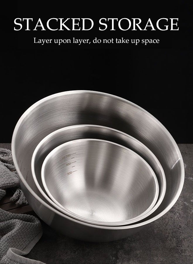 DUNISO 3Pcs Stainless Steel Basin Large Thickened Multifunctional Container with Scale Durable and Lightweight Mixing Bowls Space Saving Nesting Bowls Vegetable Washing Basin for Baking Cooking Food Storage - Image 5
