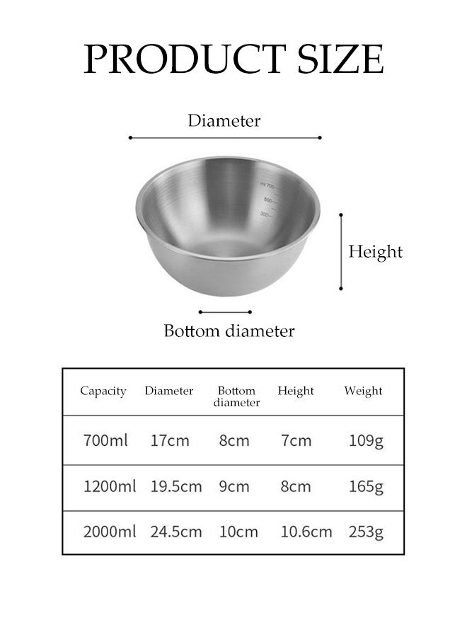 DUNISO 3Pcs Stainless Steel Basin Large Thickened Multifunctional Container with Scale Durable and Lightweight Mixing Bowls Space Saving Nesting Bowls Vegetable Washing Basin for Baking Cooking Food Storage - Image 4