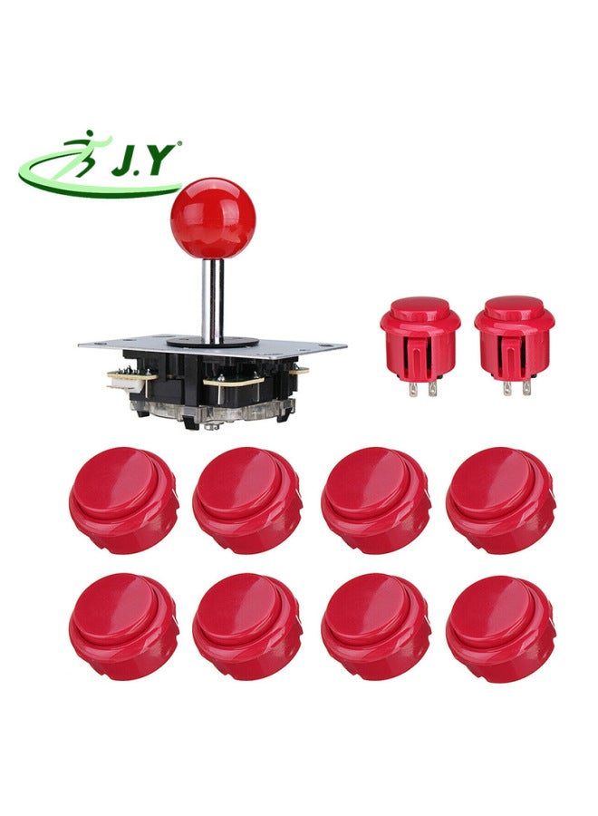 DIY Arcade Rocker Button Kit 5p Imitation Three And Rocker 30 Cassette Button Key Switch Game Accessories-Product Color:Red  - Image 1