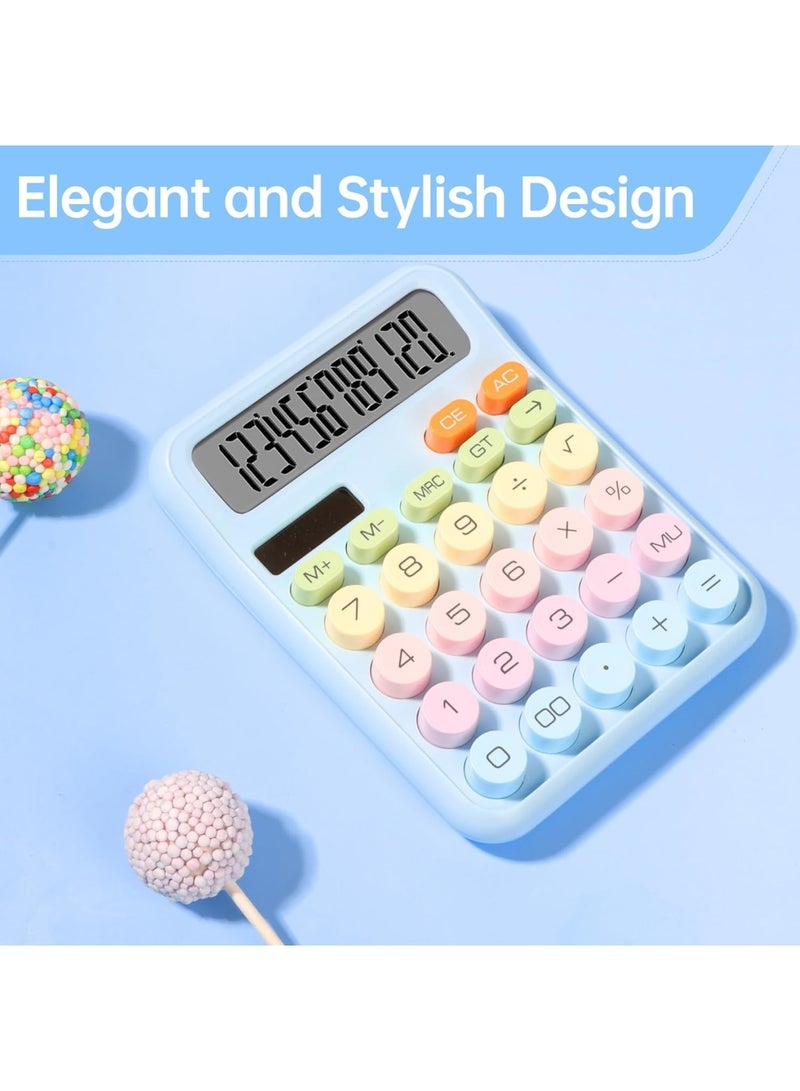 SOLARAE آلة حاسبة ميكانيكية، آلة حاسبة ملونة، 12 رقم، شاشة LCD كبيرة، آلة حاسبة بنفسجية بأزرار كبيرة، للحياة اليومية وأعمال المكتب الأساسية (أزرق ملون، L) - Image 3
