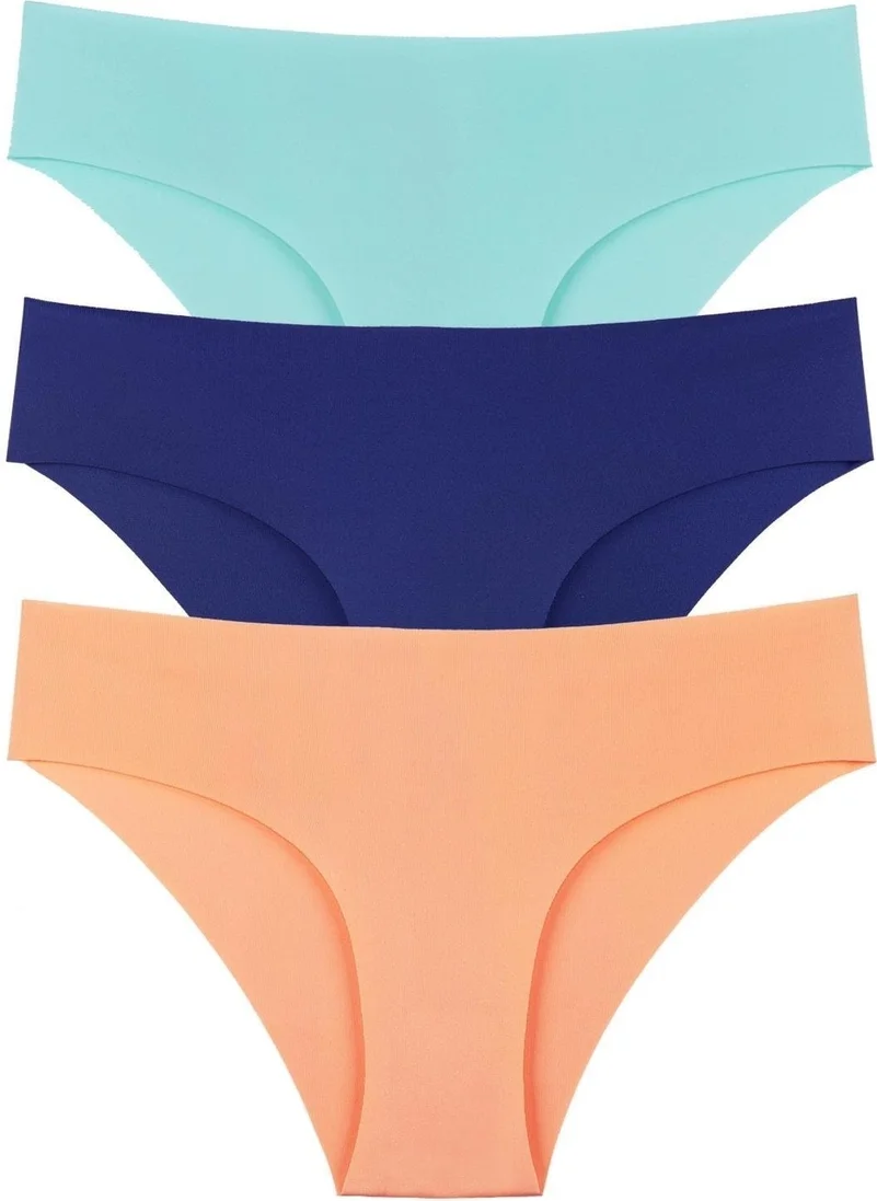 Sensu Women's Seamless Laser Cut Lycra Panties 3 Pack Set - KTS2018 Orange