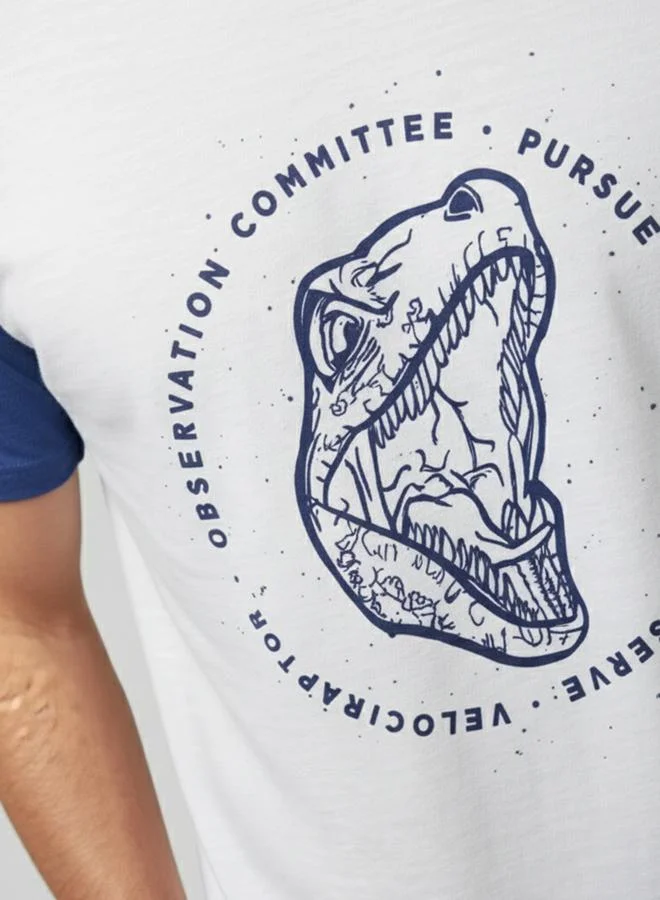 Take Two Jurassic World Men White Graphic Print T-Shirt