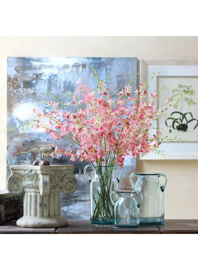 Sunkey Flower Vase Glass Elegant Double Ear Decorative Handmade Air Bubbles Bluish Color Glass Vase for Centerpiece Home Decor (Small) - Image 3