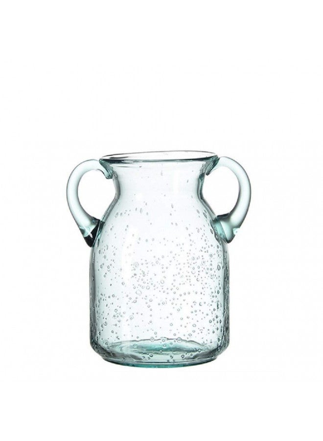 Sunkey Flower Vase Glass Elegant Double Ear Decorative Handmade Air Bubbles Bluish Color Glass Vase for Centerpiece Home Decor (Small) - Image 1