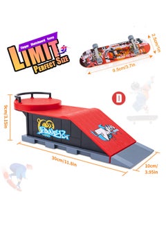 Excefore Finger Skateboard Ramp Set, Mini Finger Skateboard and Ramp Accessories Set, Props Deck Track Ultimate Park Set, Ramps Fingerskate Toy Set for Kids Birthday Gift (D)  - Image 2