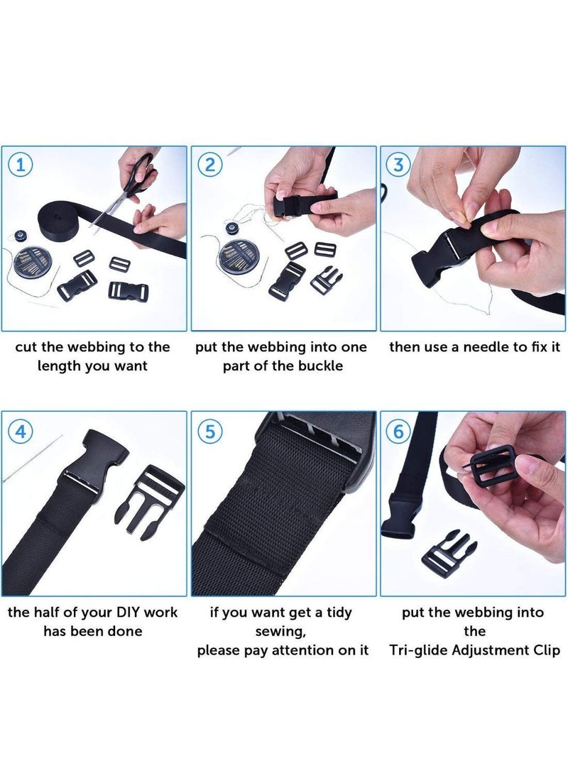 DIY Crafts DIY Crafts Design No 2 Pack Of 10 Pcs Quick Release Buckle Set TriGlide Adjustment Clips with 11 Meter Black Webbing Ribbon W Design No 2 Pack Of 10 Pcs  - Image 3
