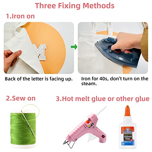 Jongdari Chenille Iron on Letters for Clothing, Glitter Varsity Alphabet Patch Sewing Appliques with Ironed Adhesive - 26pcs, Purple - Image 4