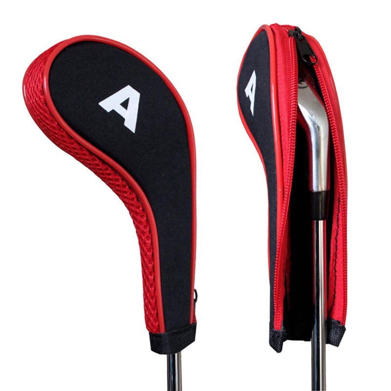 Andux 12pcs/Set Golf Iron Club Head Covers Number Print Long Neck with Zipper Black/red - Image 4