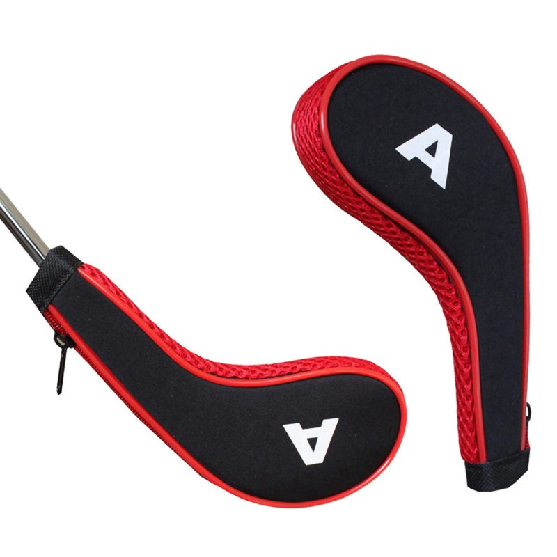 Andux 12pcs/Set Golf Iron Club Head Covers Number Print Long Neck with Zipper Black/red - Image 2