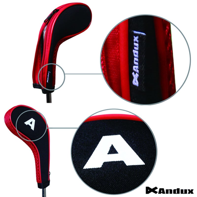 Andux 12pcs/Set Golf Iron Club Head Covers Number Print Long Neck with Zipper Black/red - Image 3