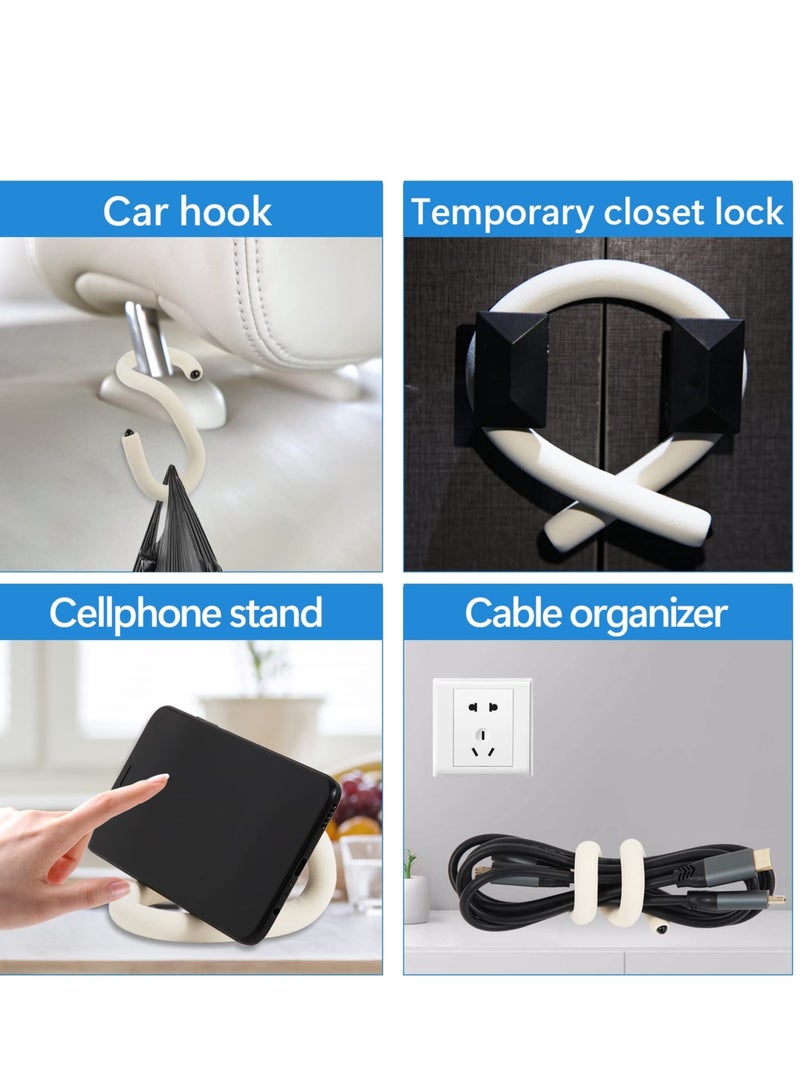 Excefore 3 PCS S Shape  Purse Closet Hooks, Reusable Unique Design Utility Hooks, Flexible Neck for Easy Twist & Lock, Suitable for Hanging Bags, Purses, Handbags, Scarves,Cabinet Lock (White)  - Image 3