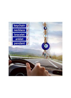 The Bros Blue Evil Eye Decoration, Blue Glass Turkish Greek Nazar Amulet Good Luck Protection Handmade Hanging Ornament for Home Office Garden Protection Door Wall Hanging Ornament Blessing Decor  - Image 5