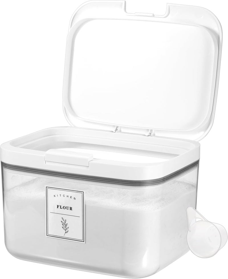 Kokone Flour Storage Container Airtight Rice Container for Kitchen Plastic Rice Dispenser with Lid & Cup Practical Food Storage Container for Grain Sugar Oatmeal Laundry Pods Dishwasher Pods - Image 1