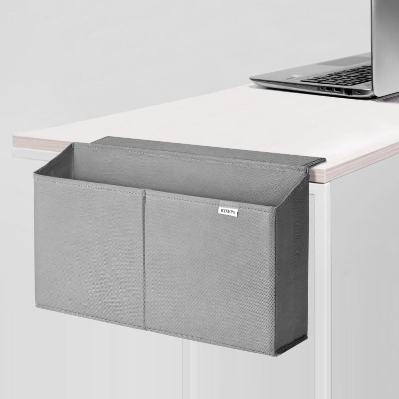 BYXEPA Desk Storage Bag, Table Storage Organizer For Computer, Gaming Desk, Dorm, Study Work Table (Grey) - Image 1