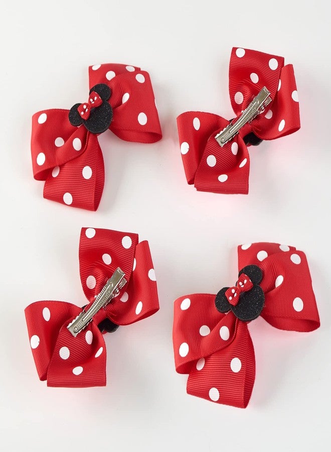 Fancheer 4Pcs Mouse Ears Bow Clips for Girls Women 4Inch Birthday Party Decorations Gift Costume Hair Accessories Polka Dot Red - Image 3