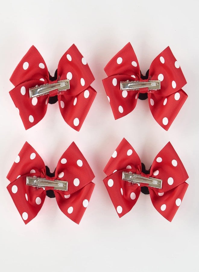 Fancheer 4Pcs Mouse Ears Bow Clips for Girls Women 4Inch Birthday Party Decorations Gift Costume Hair Accessories Polka Dot Red - Image 5