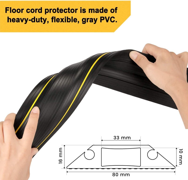 DOLPHY Floor Cable Cover, 3 Meter Floor Cords, Cables and Wires Protector 1 Channels,Perfect for Office, Home, Workshop, Warehouse, Concert, or Other Outdoor Surroundings - Image 3