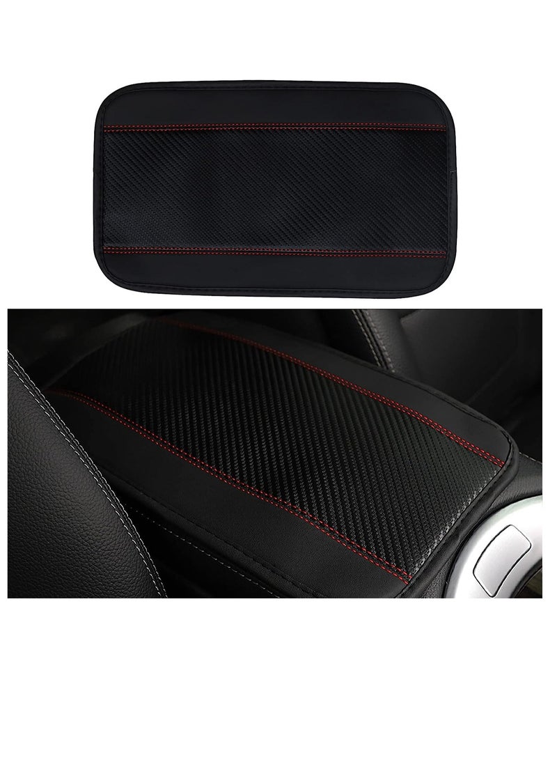 SYOSI Center Console Mat, Universal Armrest Box Mat, Carbon Fiber Leather Embossing, Waterproof Armrest Cover Center Console Mat, Car Armrest Seat Cover for Most Vehicle, SUV, Truck, Car, Black - Image 1