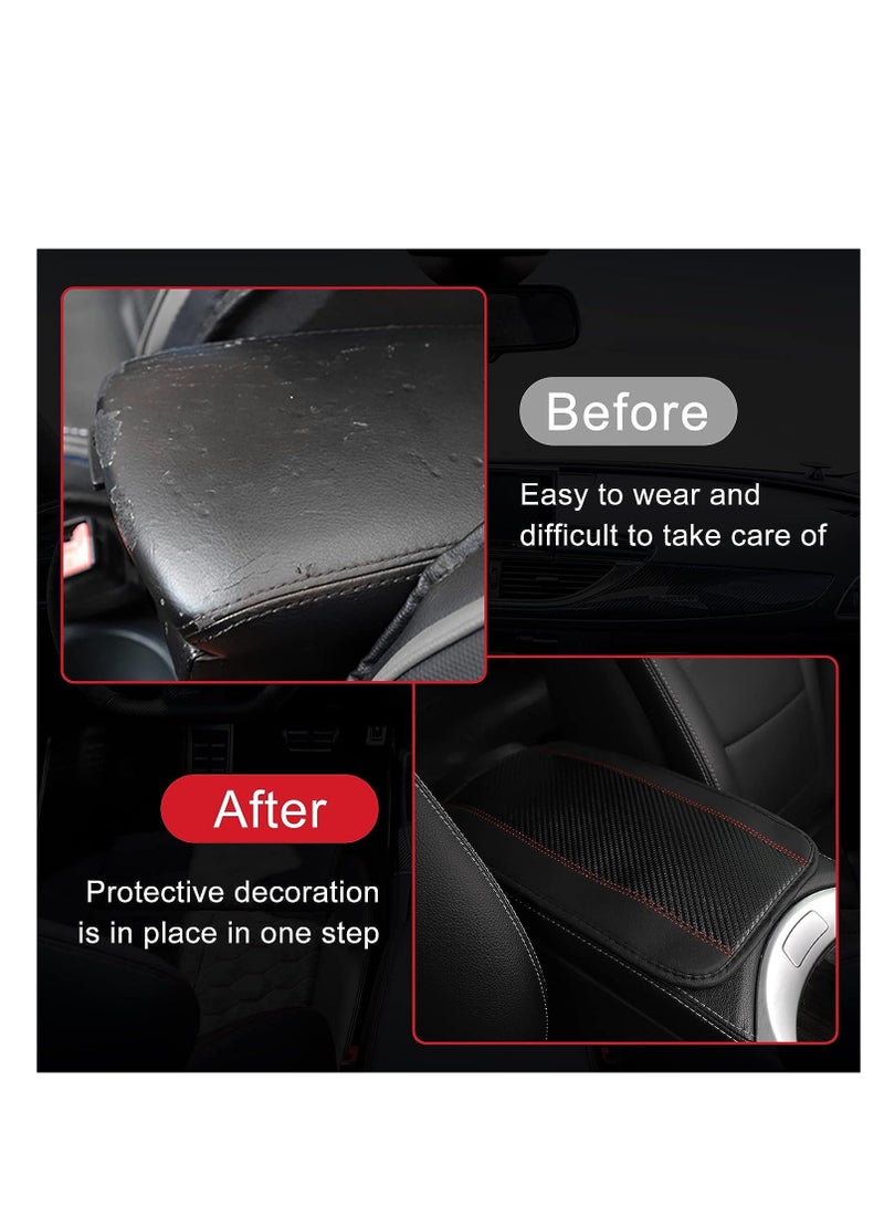 SYOSI Center Console Mat, Universal Armrest Box Mat, Carbon Fiber Leather Embossing, Waterproof Armrest Cover Center Console Mat, Car Armrest Seat Cover for Most Vehicle, SUV, Truck, Car, Black - Image 5