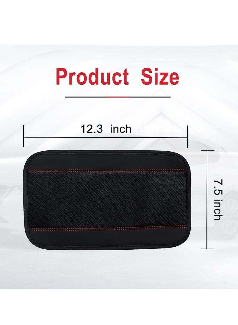 SYOSI Center Console Mat, Universal Armrest Box Mat, Carbon Fiber Leather Embossing, Waterproof Armrest Cover Center Console Mat, Car Armrest Seat Cover for Most Vehicle, SUV, Truck, Car, Black - Image 3