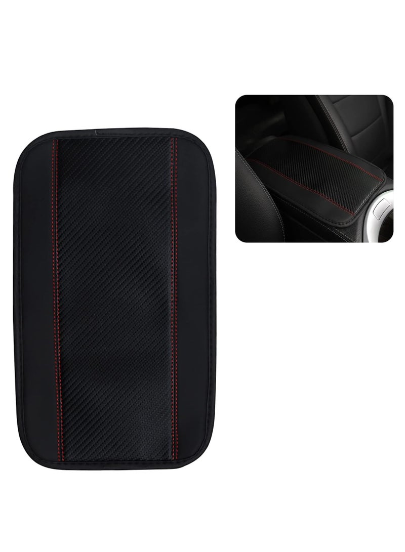 SYOSI Center Console Mat, Universal Armrest Box Mat, Carbon Fiber Leather Embossing, Waterproof Armrest Cover Center Console Mat, Car Armrest Seat Cover for Most Vehicle, SUV, Truck, Car, Black - Image 2