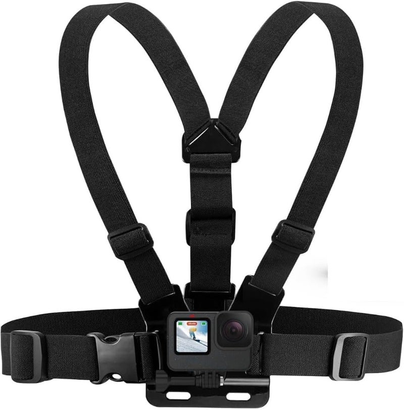 eCostConnection ACUVAR Chest Mount Strap Harness Chesty Body Mount Compatible with GoPro Hero 12, 11, 10, 9, 8, 7, 6, 5, 4, Session, 3+, 3, 2, 1, Max, Hero (2018), AKASO, DJI Osmo Action Cameras Microfiber Cloth - Image 1