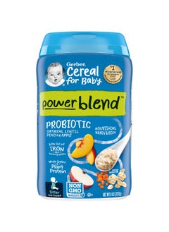 Gerber Gerber, Cereal for Baby, Power Blend, 2nd Foods, Probiotic Oatmeal Lentil, Peach & Apple, 8 oz (227 g)  - Image 1