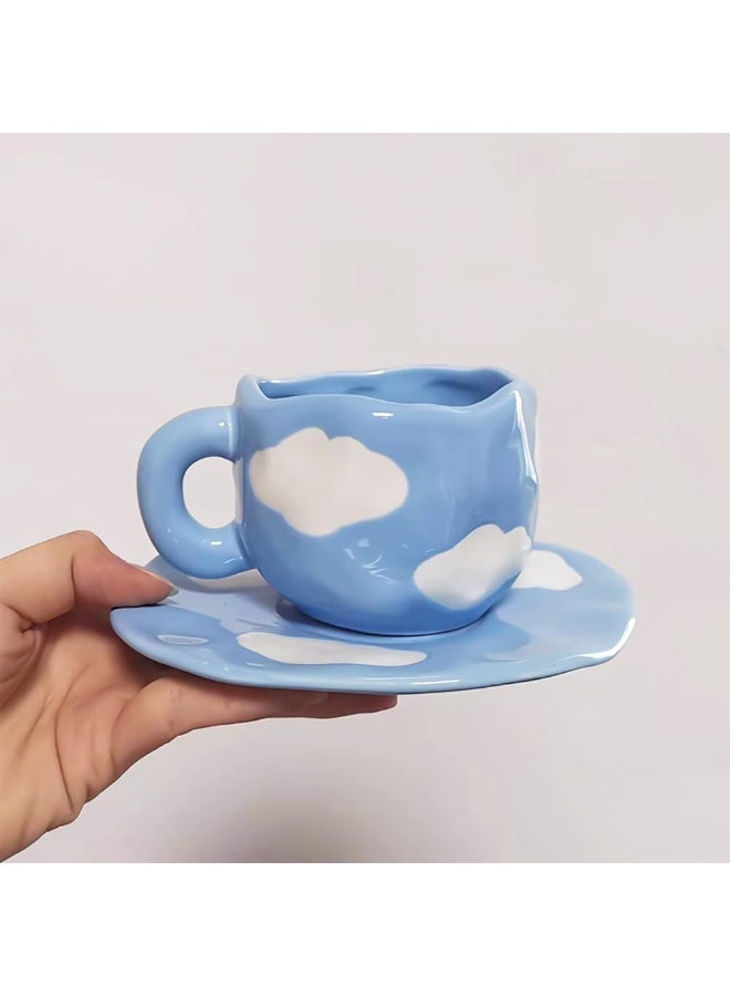 Noviko Cloud Mug with Saucer Ceramic Cloud Teacup for Girls Mum 11 oz - Image 4