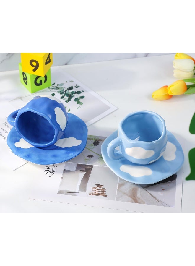 Noviko Cloud Mug with Saucer Ceramic Cloud Teacup for Girls Mum 11 oz - Image 3
