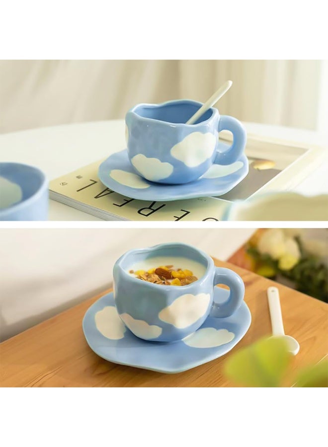 Noviko Cloud Mug with Saucer Ceramic Cloud Teacup for Girls Mum 11 oz - Image 5