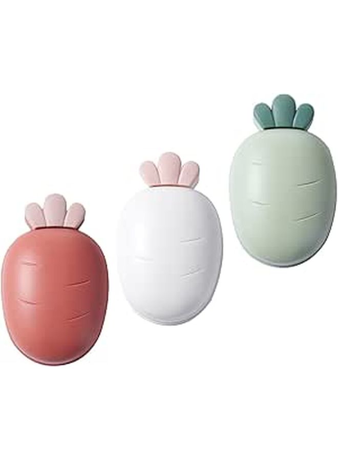 Double Layer Soap Box Holder with Lid 3 Pieces Set Large Soap Dish for Bathroom Kitchen Red Green White - Image 1