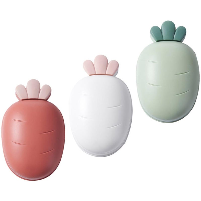 Double Layer Soap Box Holder with Lid 3 Pieces Set Large Soap Dish for Bathroom Kitchen Red Green White - Image 2