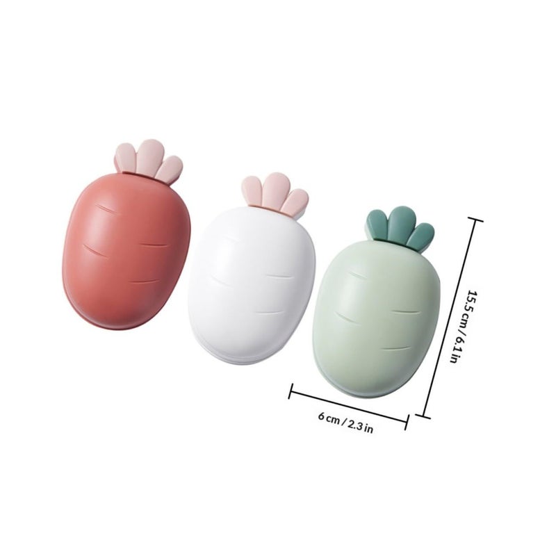 Double Layer Soap Box Holder with Lid 3 Pieces Set Large Soap Dish for Bathroom Kitchen Red Green White - Image 3