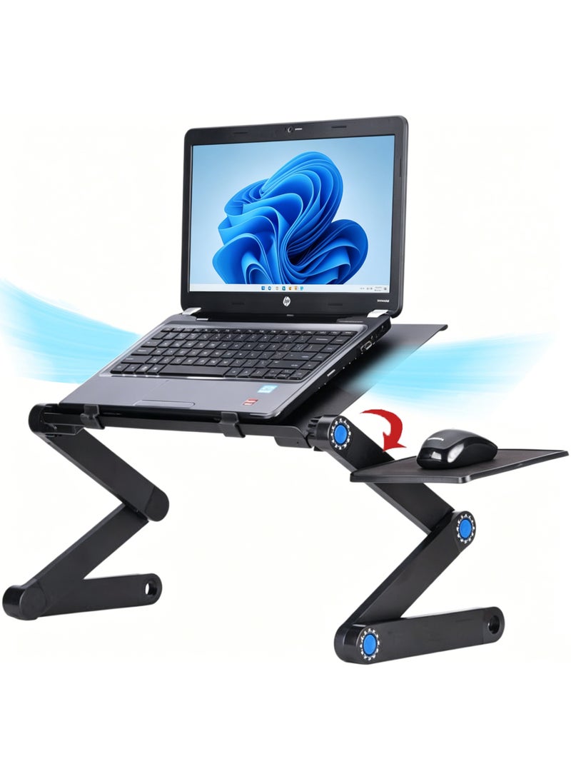 XICEN Height Adjustable Laptop Stand for Desk, Laptop Bed Table with 2 Cooling Fans, 3-Speed Adjustable, Foldable Cooling Computer Holder Riser for Desk/ Bed/ Sofa/Office - Image 1