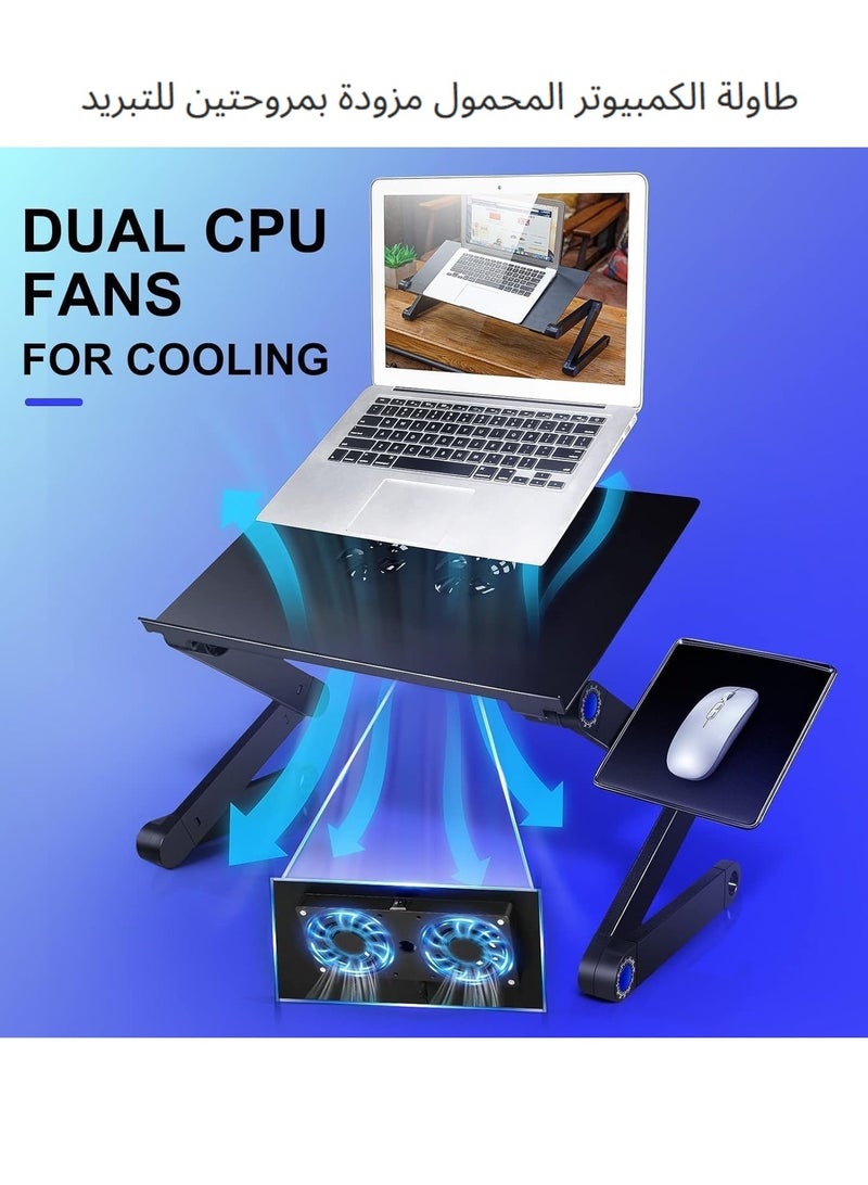 XICEN Height Adjustable Laptop Stand for Desk, Laptop Bed Table with 2 Cooling Fans, 3-Speed Adjustable, Foldable Cooling Computer Holder Riser for Desk/ Bed/ Sofa/Office - Image 4