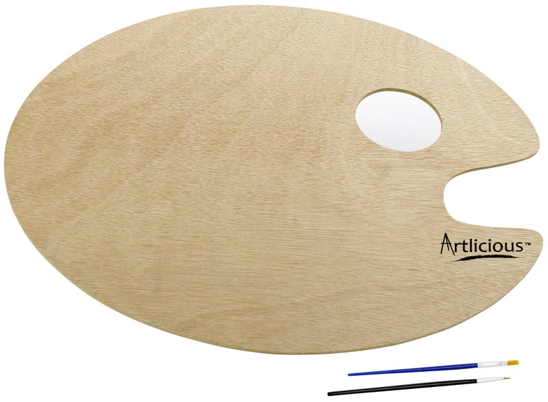Artlicious Wooden Paint Palette  for Acrylic Oil Watercolor  Kids  Adults